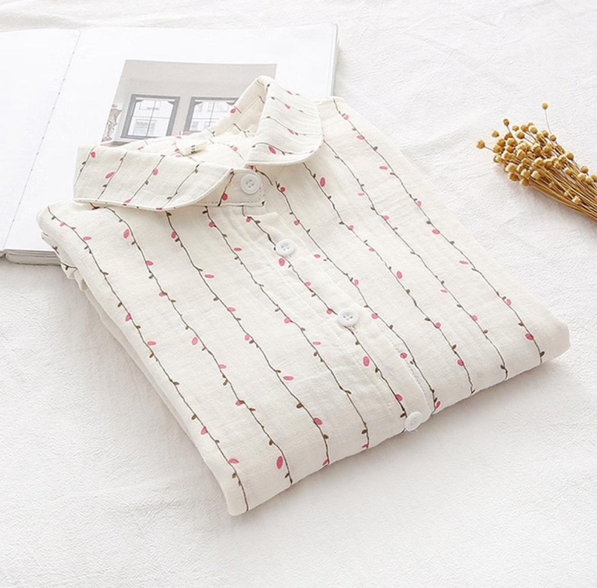 The classic pink line white shirt