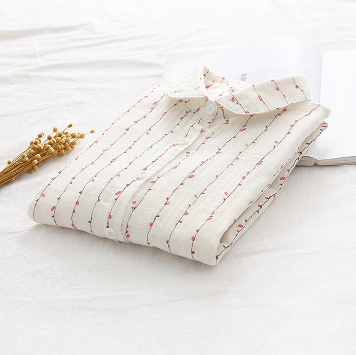 The classic pink line white shirt