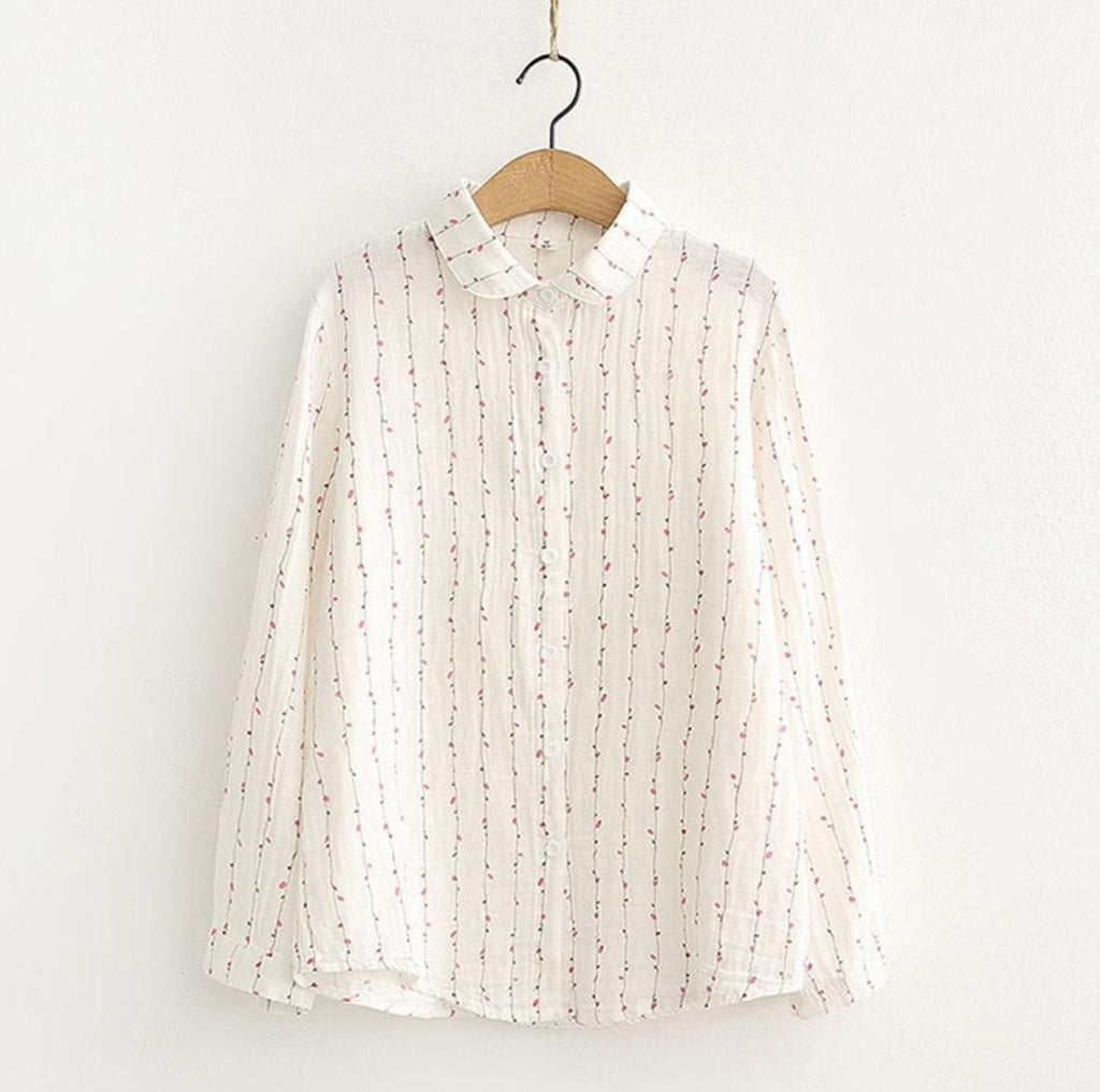 The classic pink line white shirt