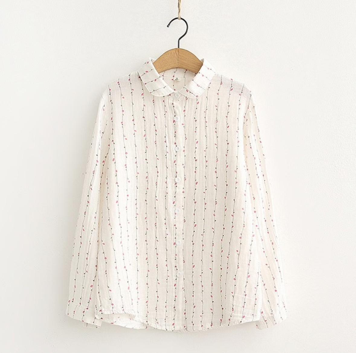 The classic pink line white shirt
