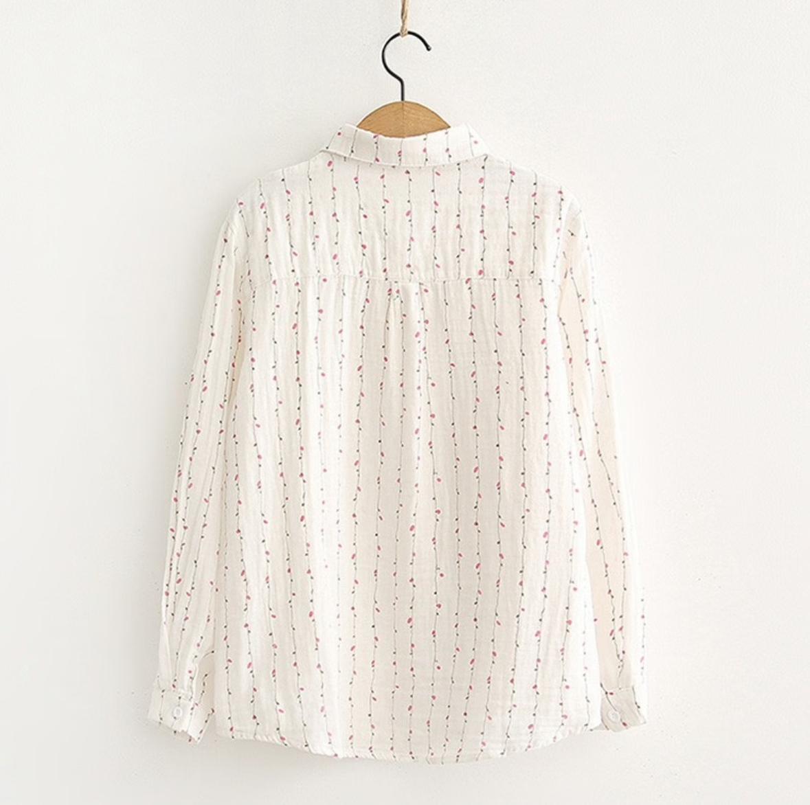 The classic pink line white shirt