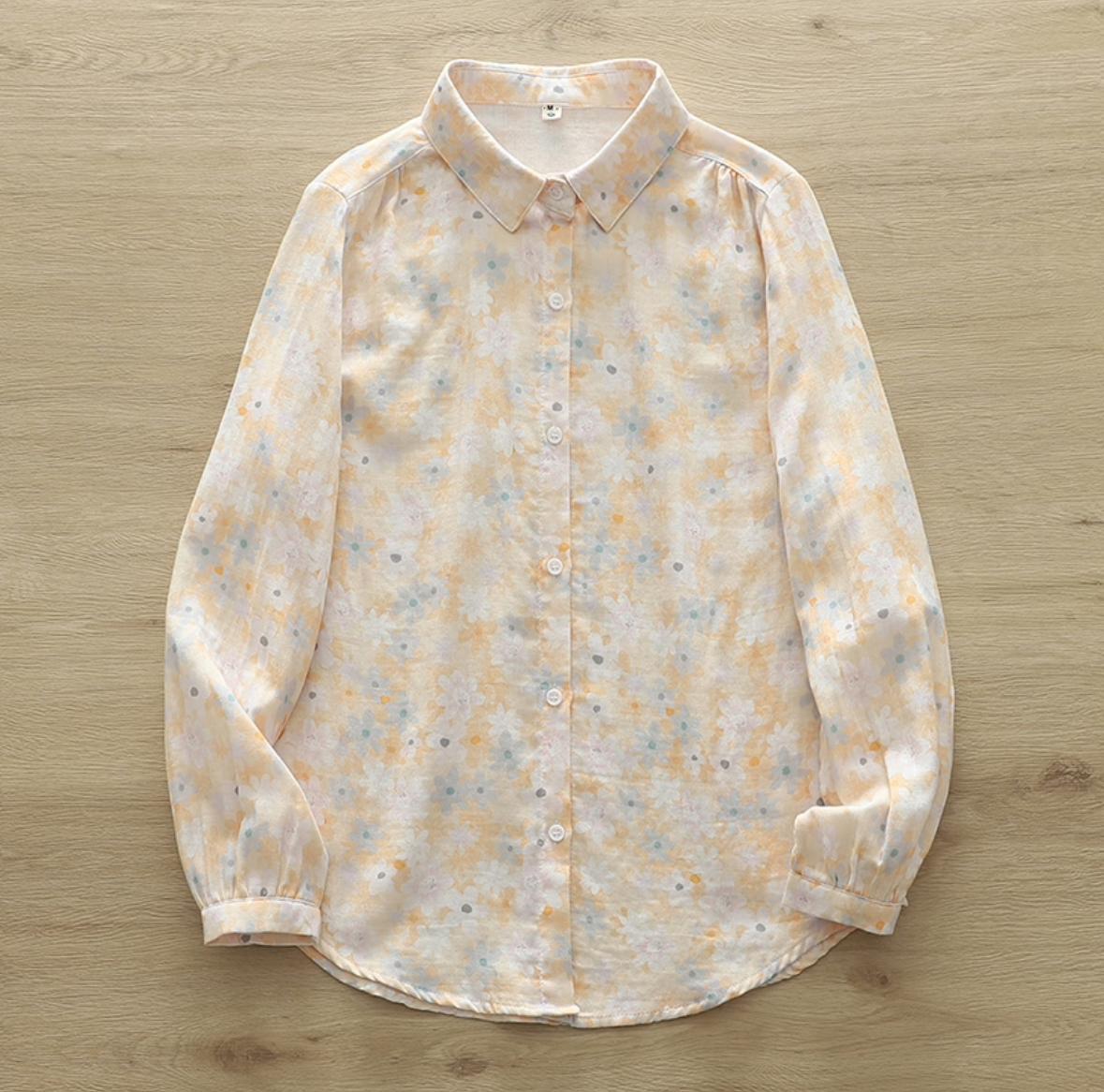 orange printed women shirt