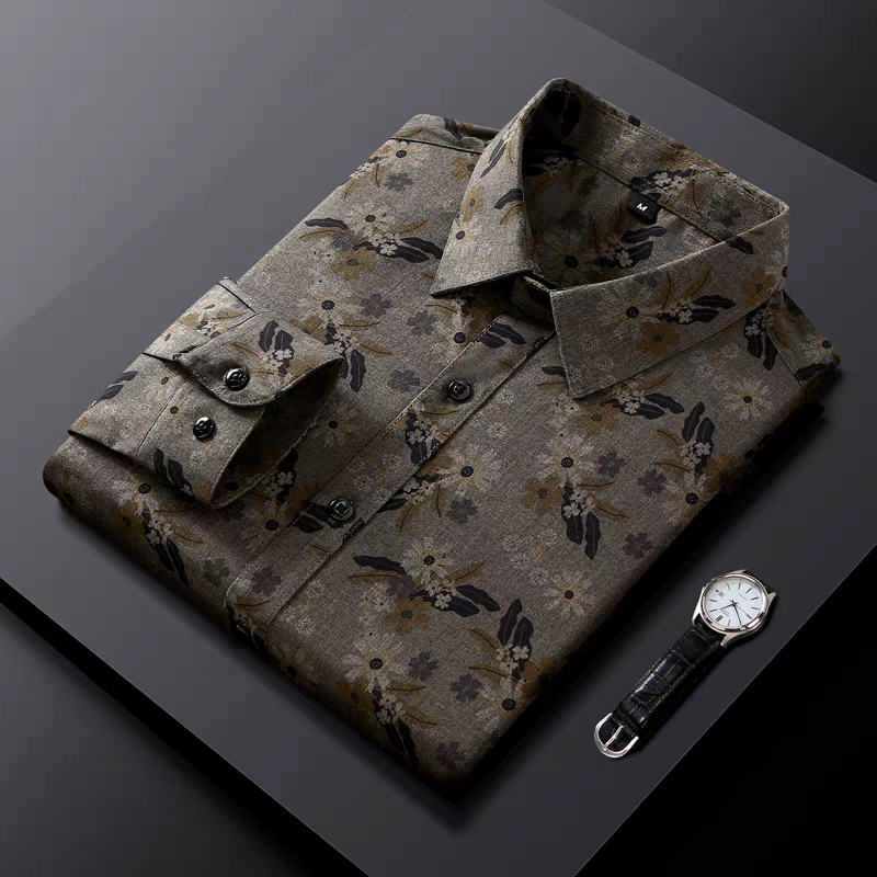 Men’s Brown Floral Printed Shirt