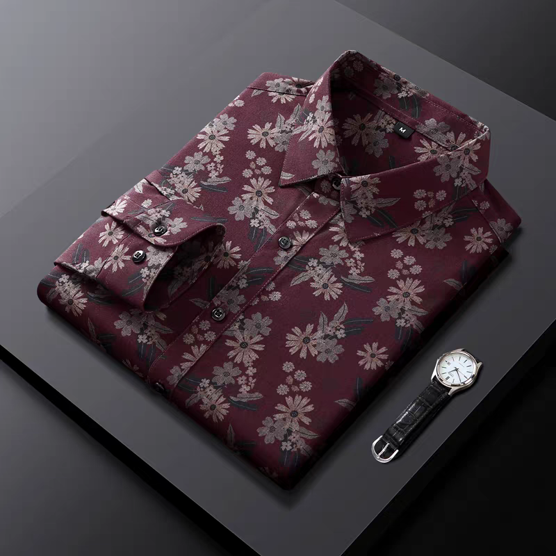 Men’s Maroon Floral Printed Shirt