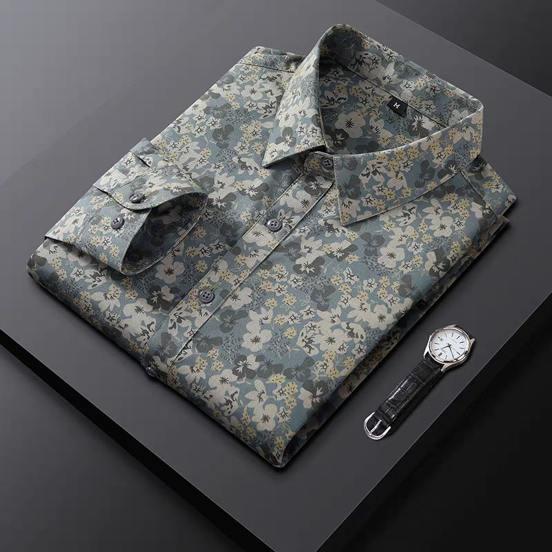 Men’s Grey Floral Printed Shirt