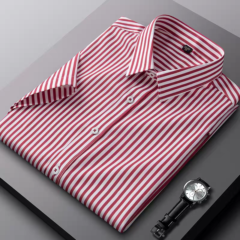 Men’s Red & White Striped Formal Shirt
