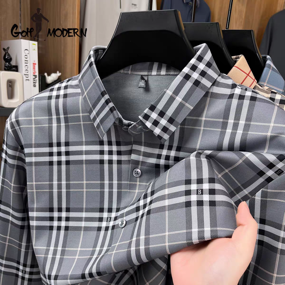 Men’s Grey Checkered Shirt