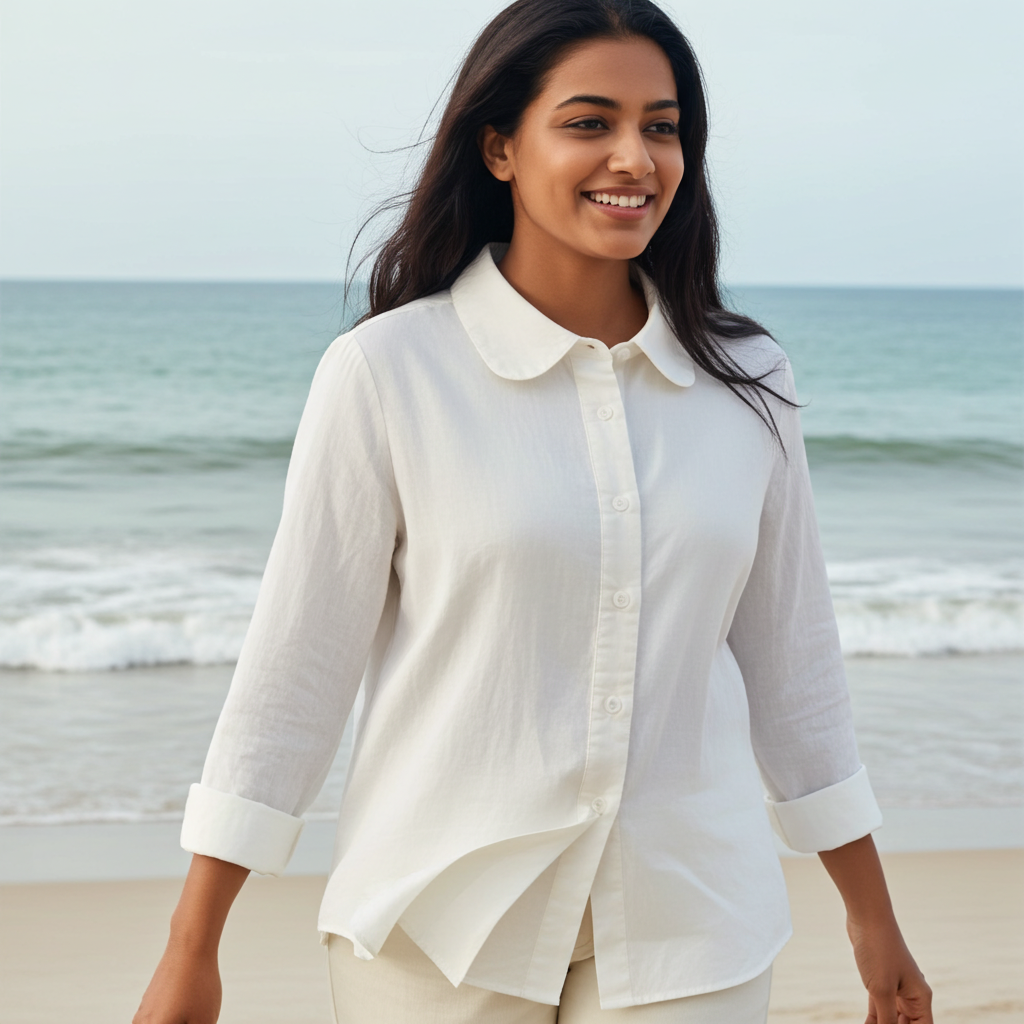 Linen Cotton white shirt for women